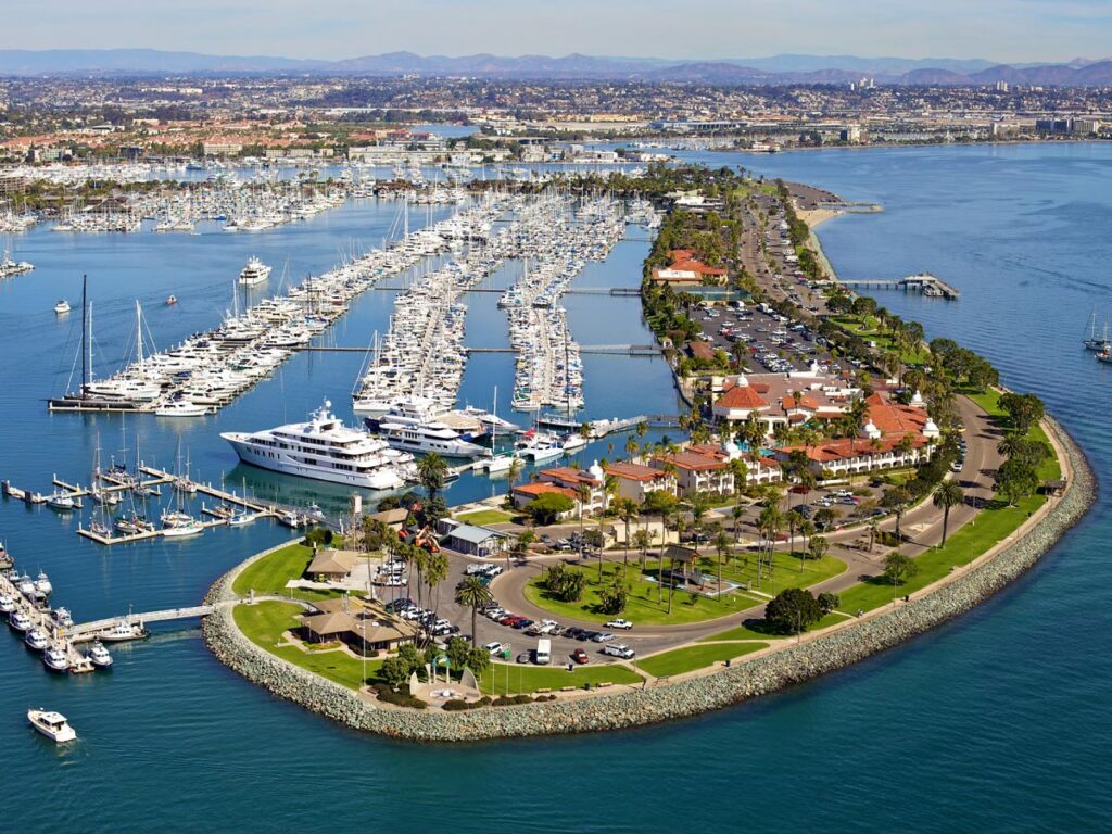 Aerial View Of Kona Kai Resort In San Diego.